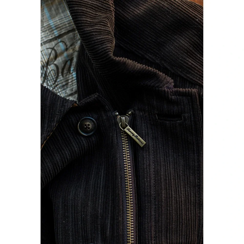Tommy Bahama Mens XL Silk Blend Corduroy Jacket Brown Quilted Lining Full Zip XL